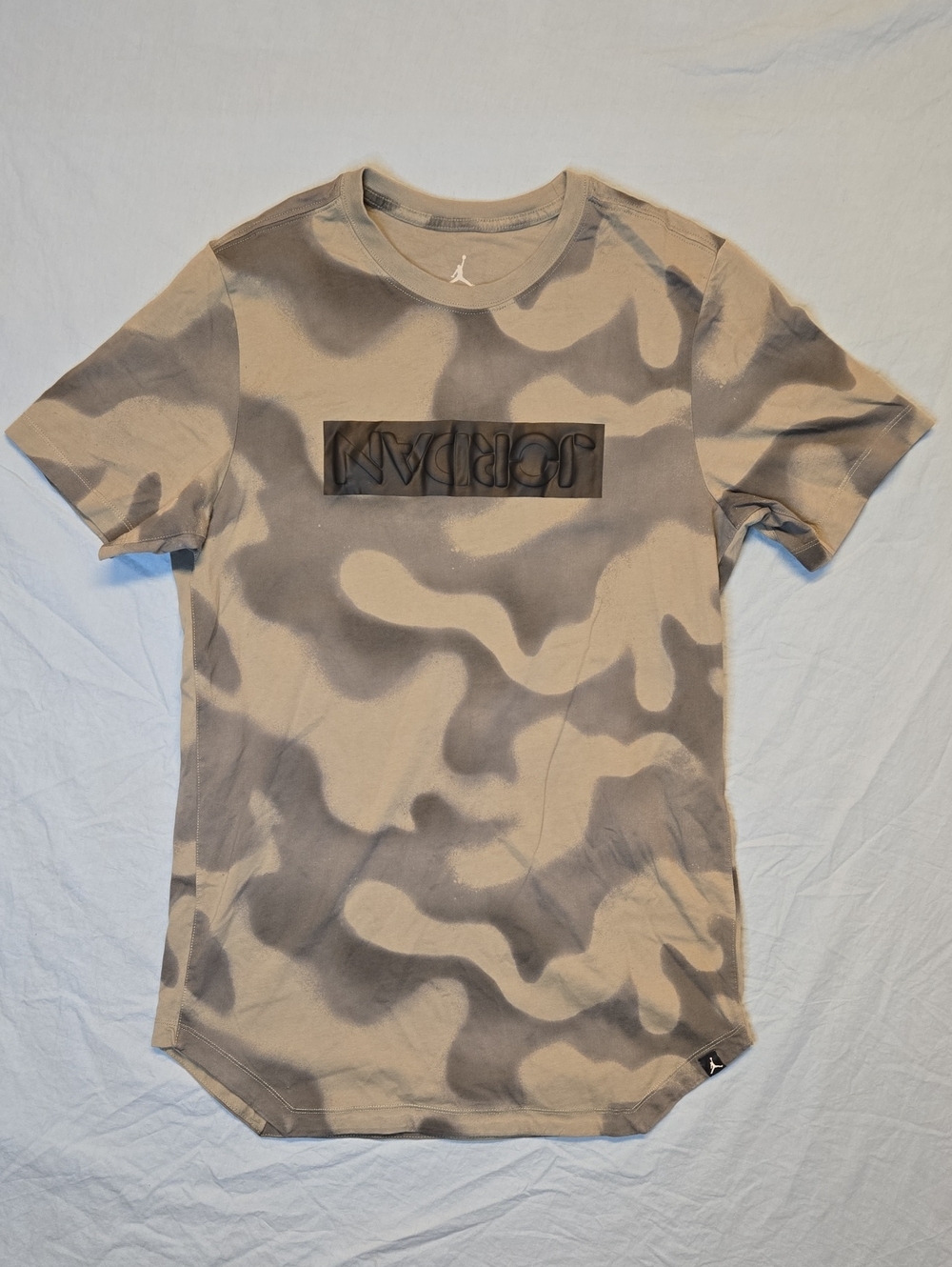 Jordan Green Short Sleeve Upside Down Spellout Logo Camouflage T-Shirt